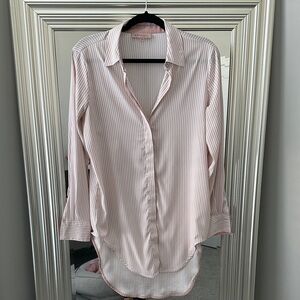 Philosophy Striped Pink Long Button-Up Shirt